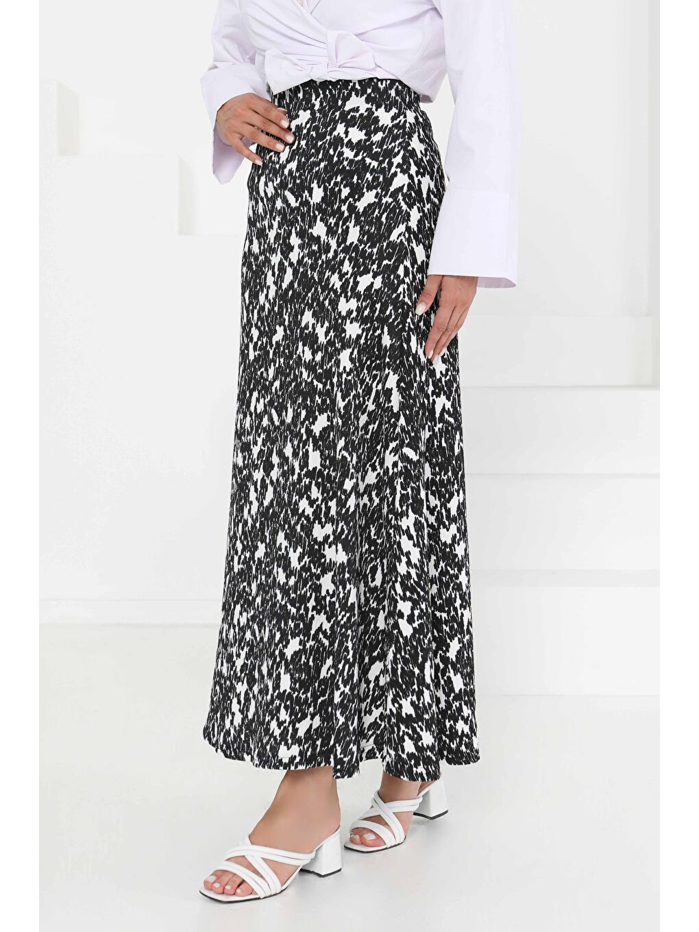 Desenli Kiloş Etek Siyah - 27373-3