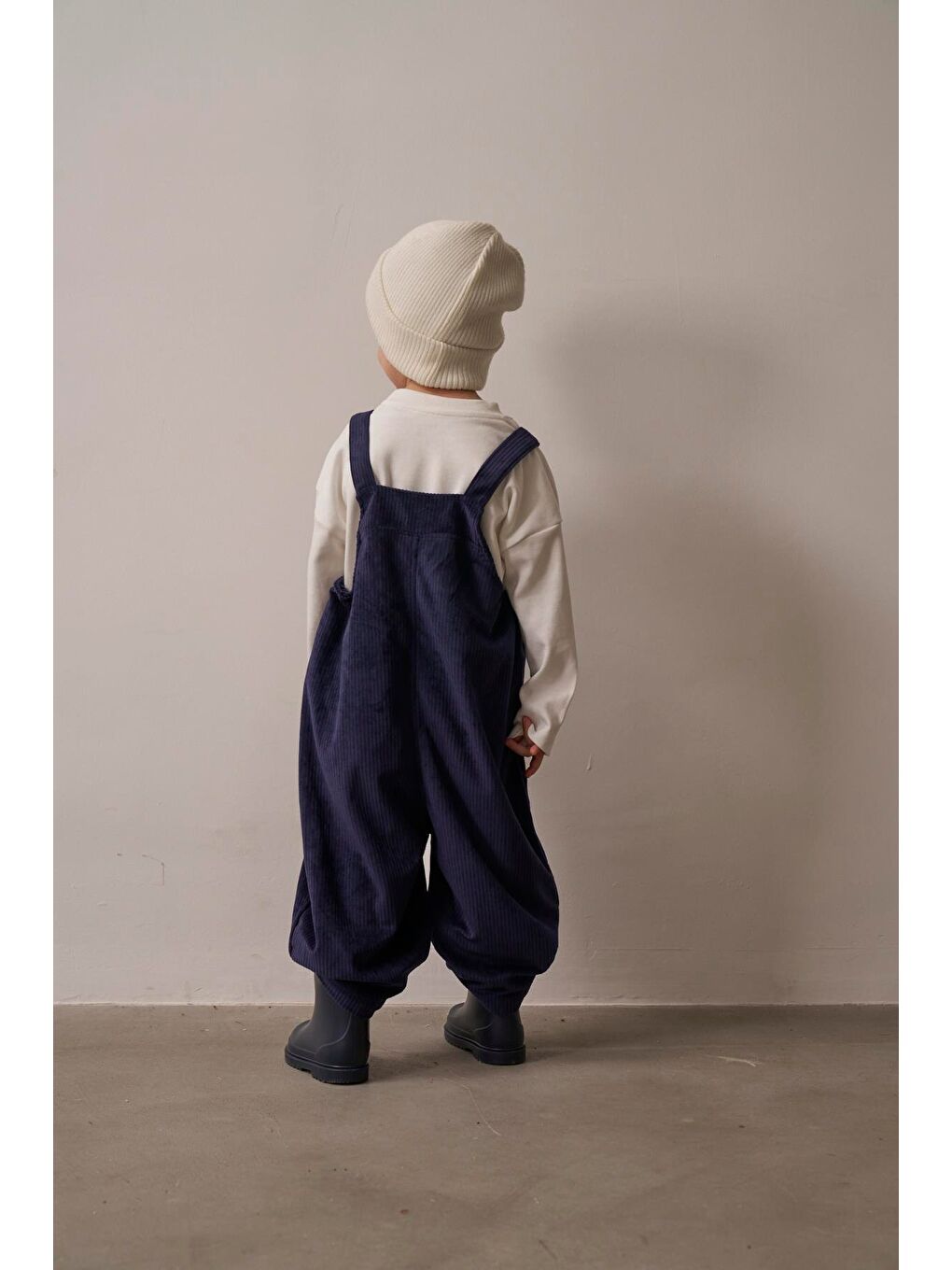 Lacivert Childhood Velvet Çocuk Salopet Tulum-4