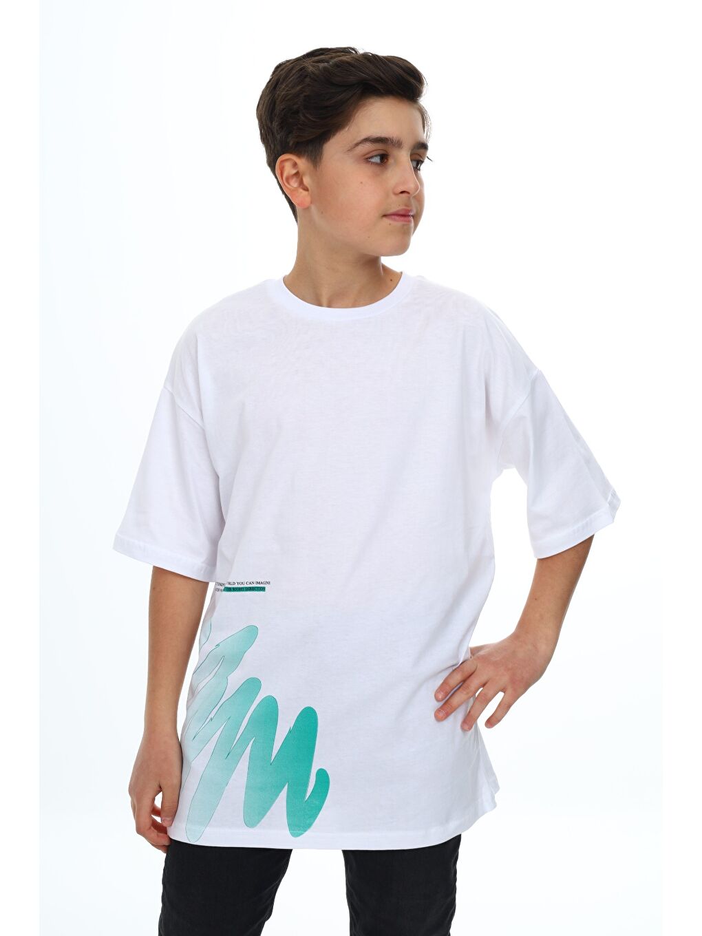 Beyaz Erkek Çocuk Baskılı Tişört-5