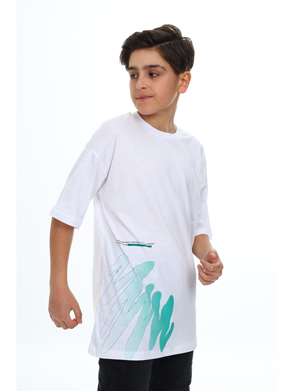 Beyaz Erkek Çocuk Baskılı Tişört-6