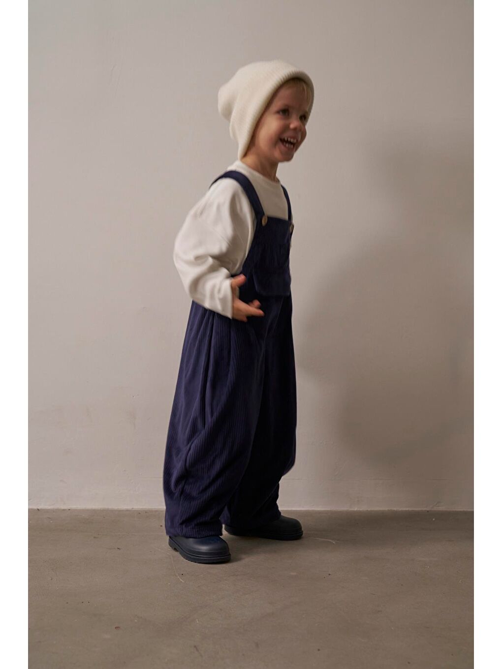 Lacivert Childhood Velvet Çocuk Salopet Tulum-6