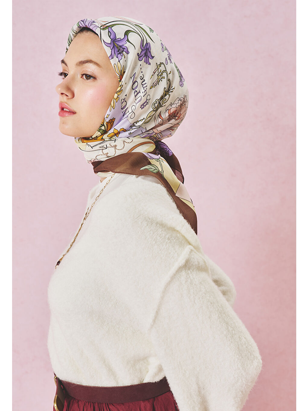 Kahverengi ONCE UPON A LOVE DESEN FLOŞ VİSKON EŞARP WOOD BROWN