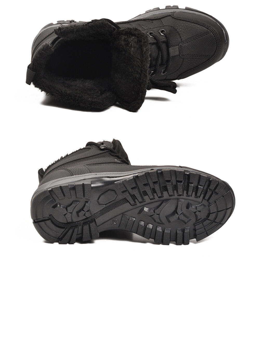 Siyah Kırışık İçi Kürklü Soğuğa Dirençli Kaymaz Taban Unisex Outdoor Bot 980 G-4