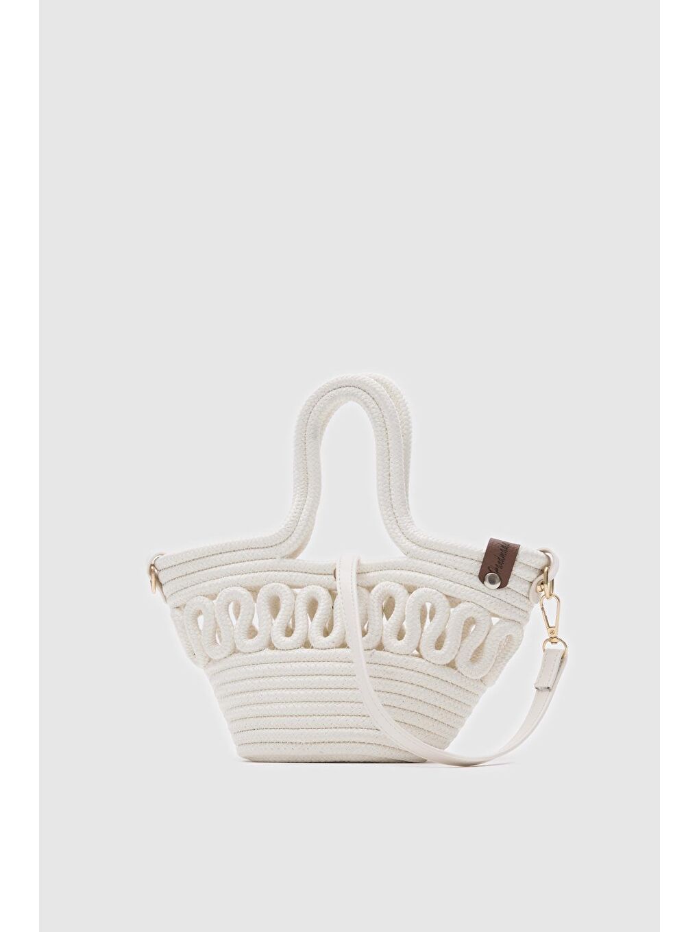 Ekru Ortega Handmade Mini Hasır Çapraz Çanta Krem-4