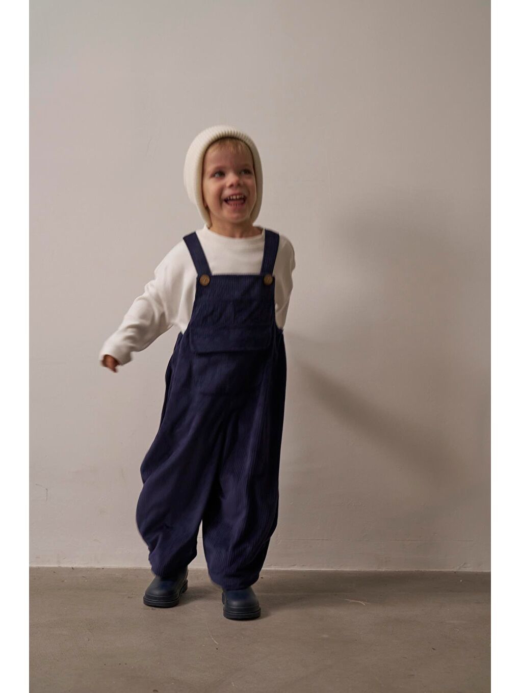 Lacivert Childhood Velvet Çocuk Salopet Tulum-7