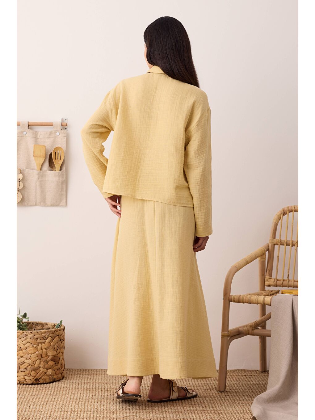 Müslin Cepli Gömlek Soft Sarı-4