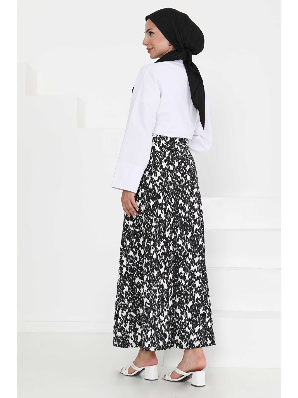 Desenli Kiloş Etek Siyah - 27373-4