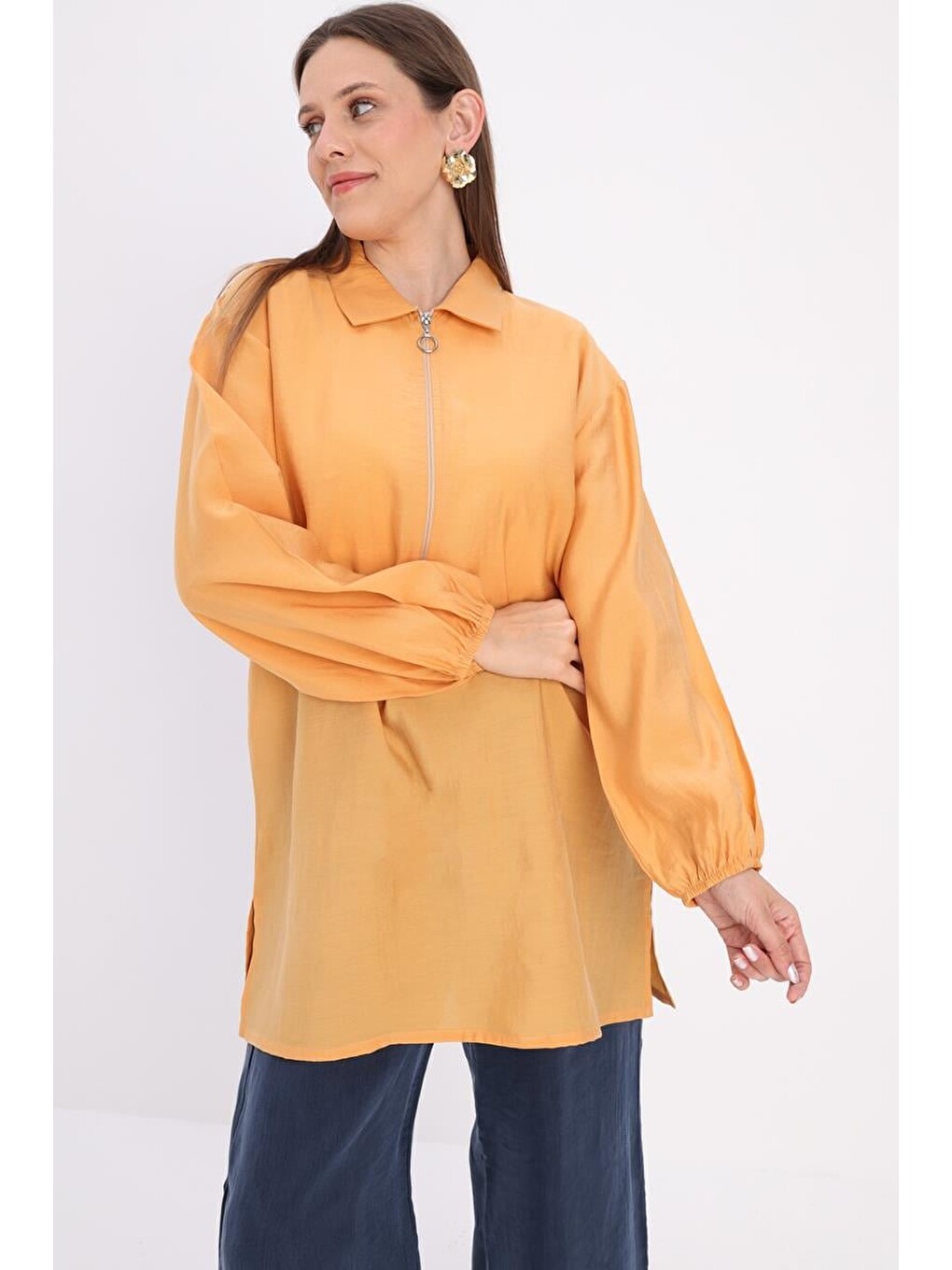 Sarı-Fermuarlı Tunik