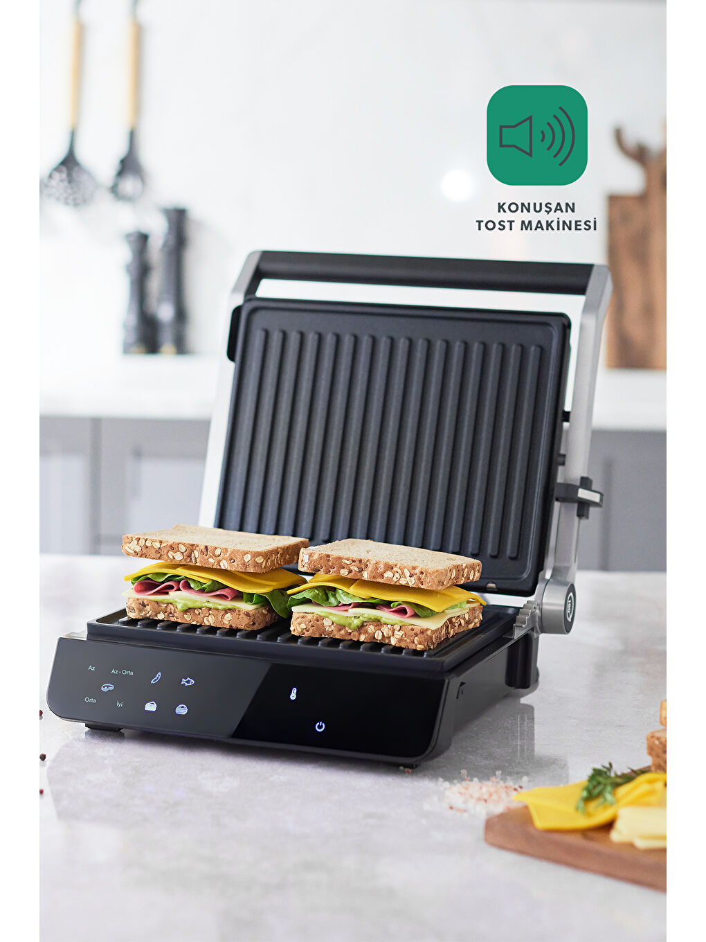 Grilliant 1343H Cam Yüzeyli Döküm Plakalı Tost ve Izgara Makinesi