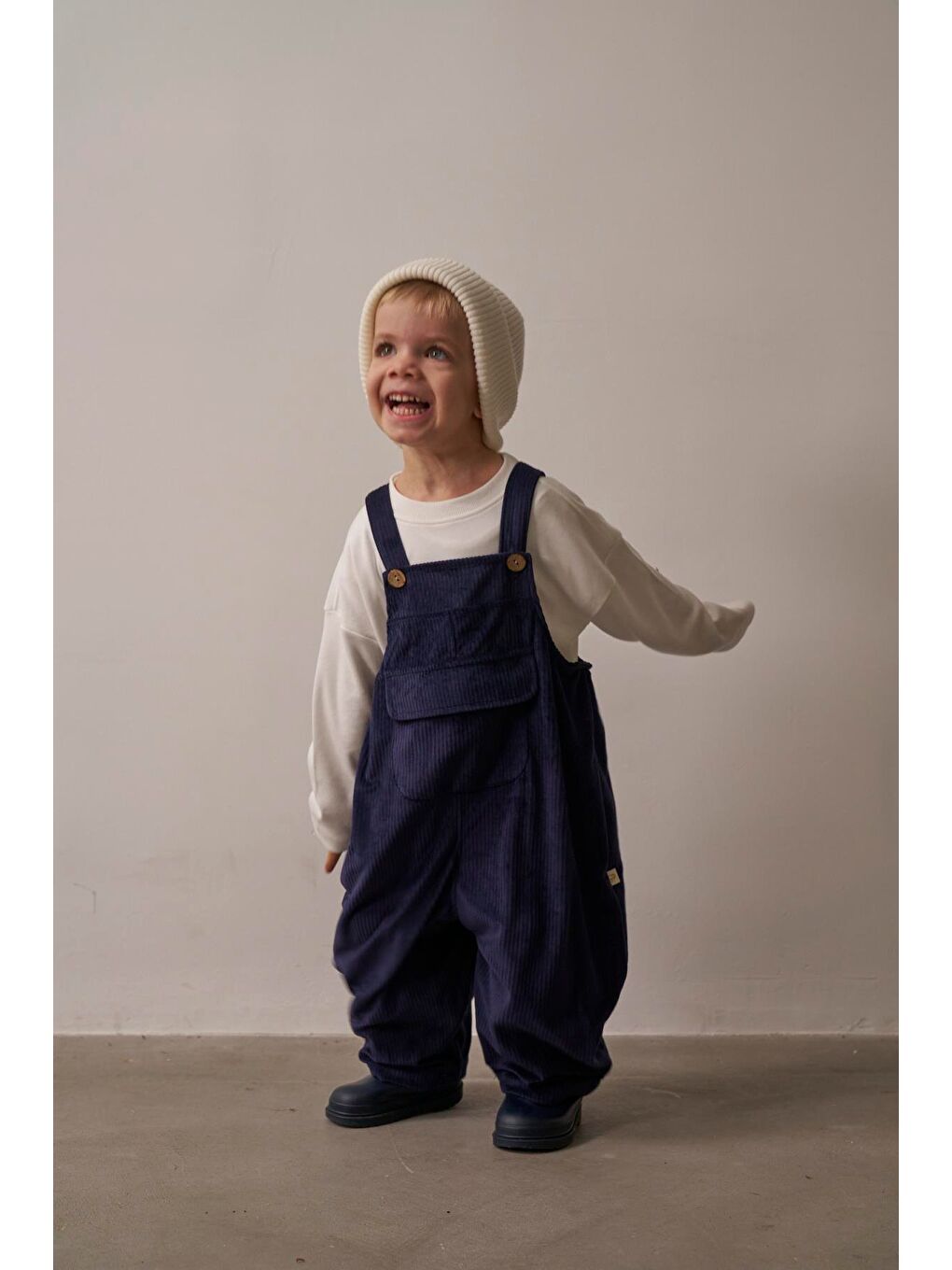 Lacivert Childhood Velvet Çocuk Salopet Tulum-8