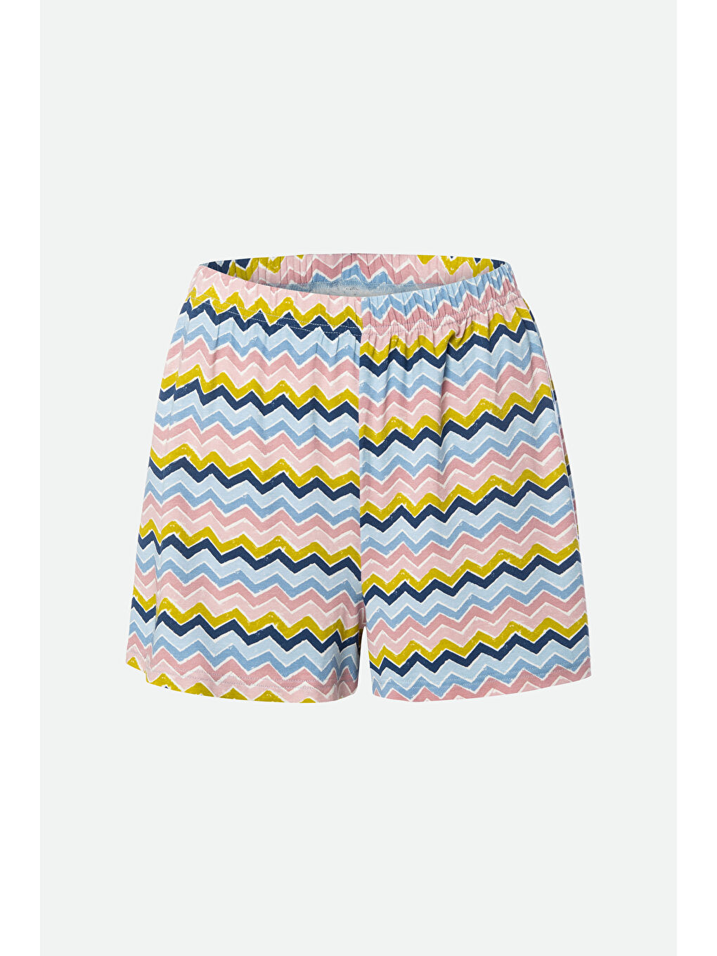 Mavi Kadın Pamuklu Kısa Kollu Şortlu Pijama Takımı-3