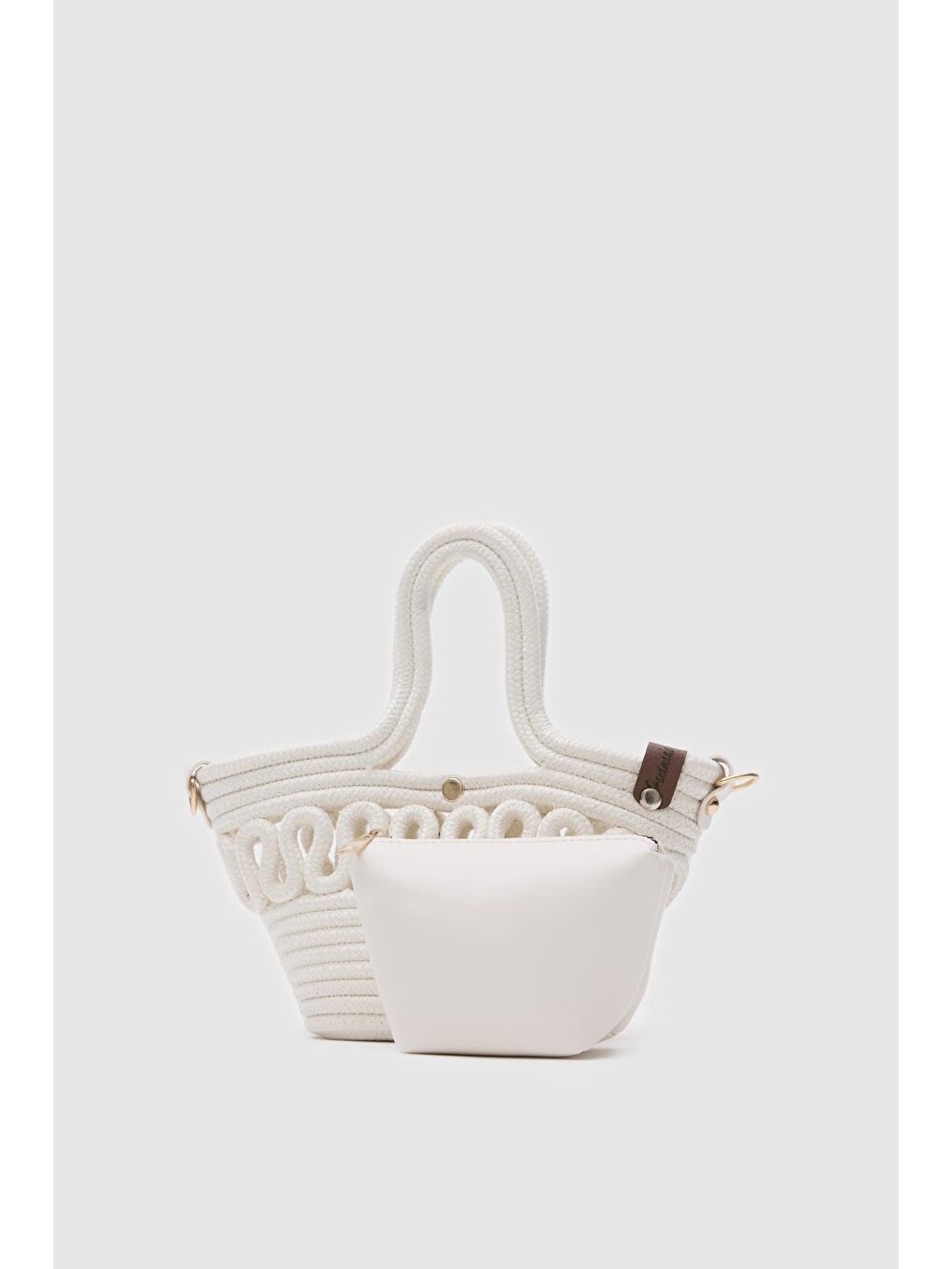 Ekru Ortega Handmade Mini Hasır Çapraz Çanta Krem-5
