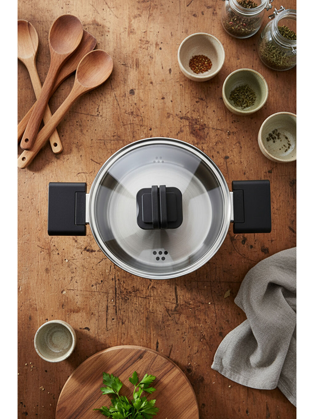 Gri Stella 8 Parça Çelik Tencere Seti-4