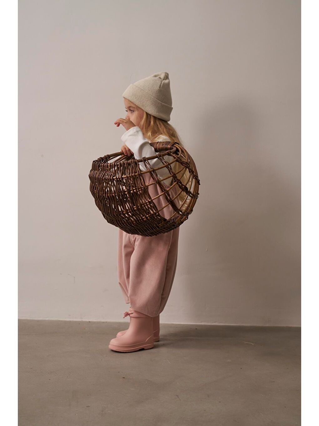 Pembe Pudra Childhood Velvet Çocuk Salopet Tulum-7