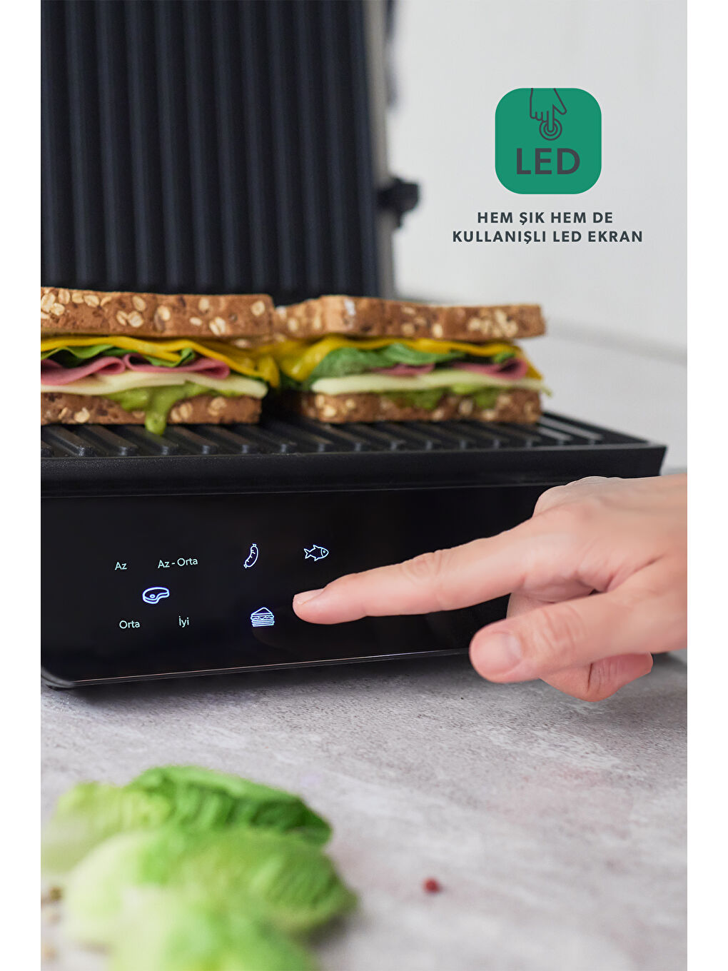 Grilliant 1343H Cam Yüzeyli Döküm Plakalı Tost ve Izgara Makinesi-2