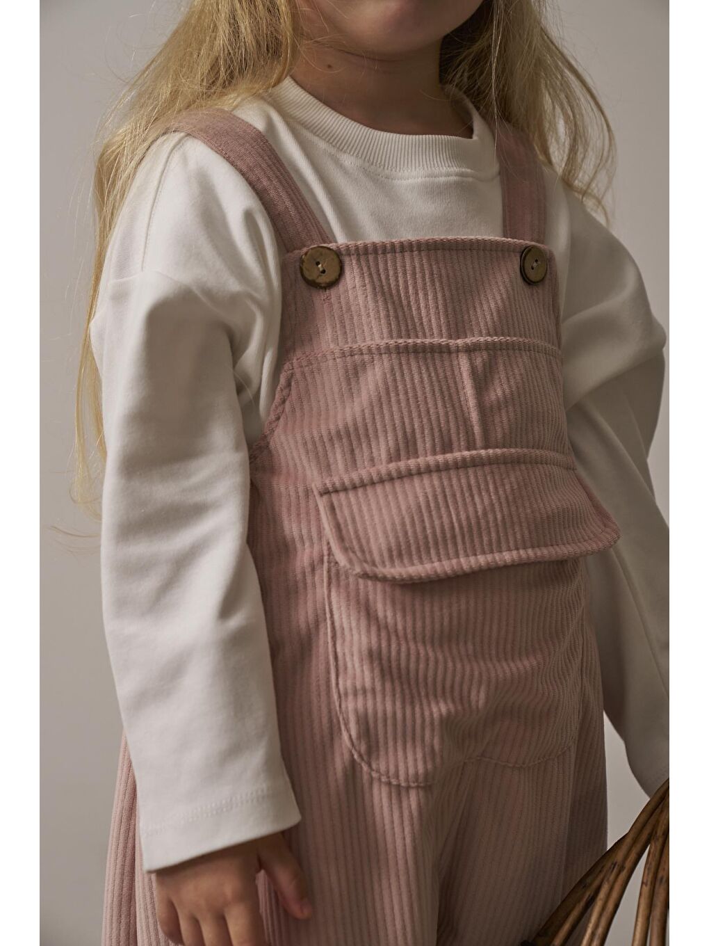 Pembe Pudra Childhood Velvet Çocuk Salopet Tulum-8