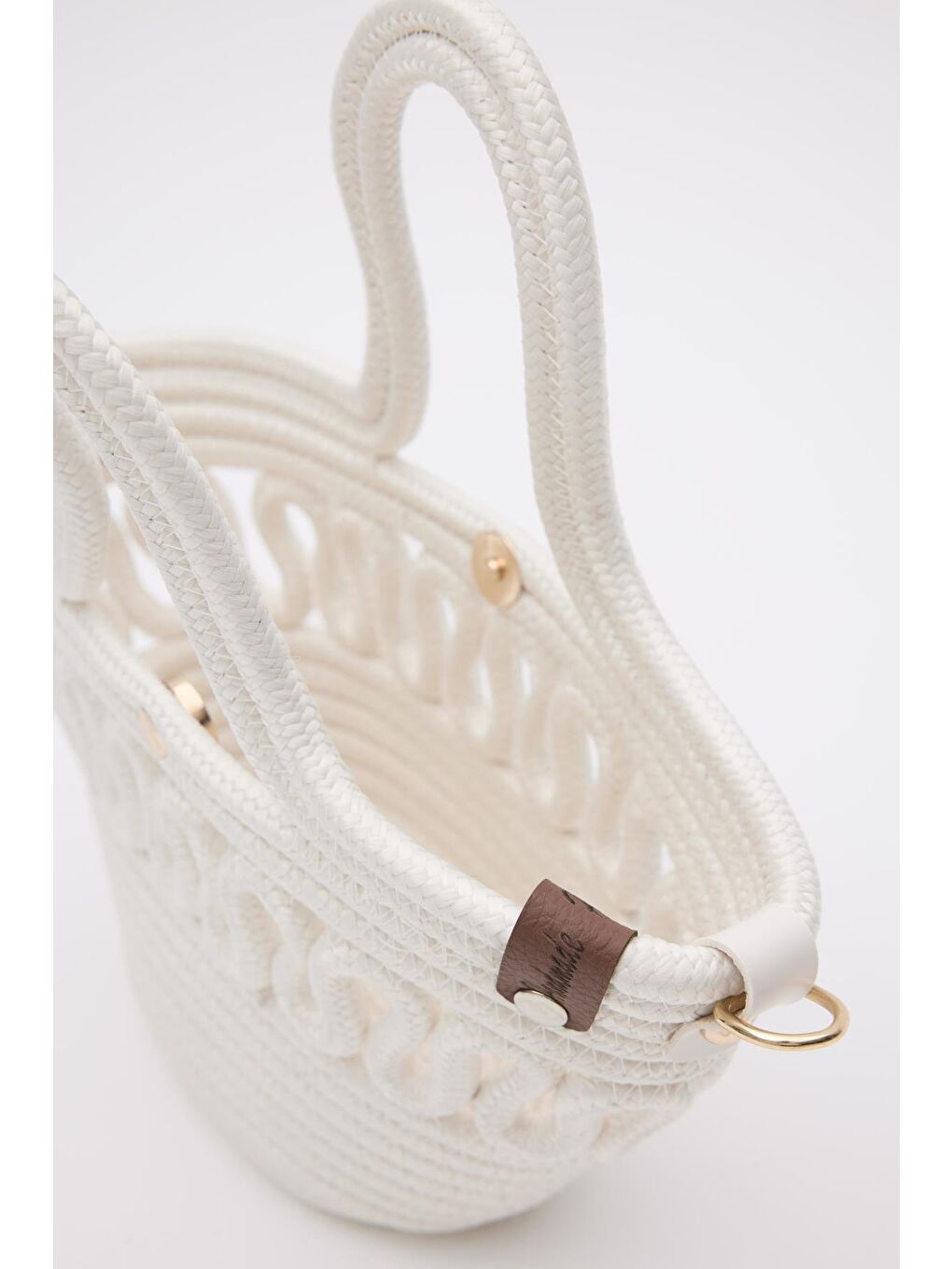 Ekru Ortega Handmade Mini Hasır Çapraz Çanta Krem-7