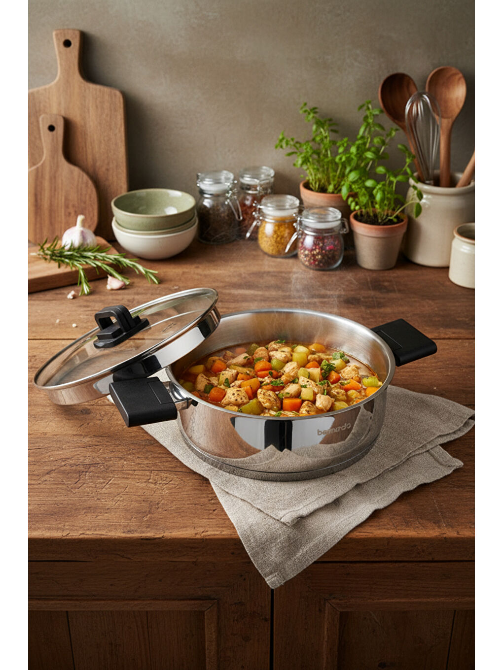 Gri Stella 8 Parça Çelik Tencere Seti-5