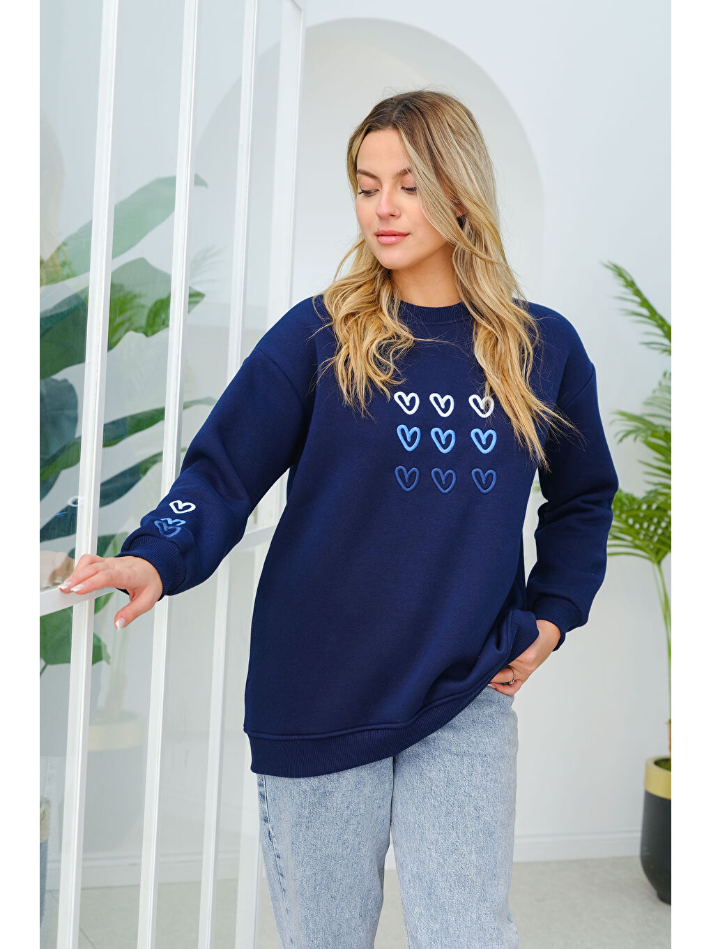 Locco Moda Kalp Nakışlı Sweat Lacivert - 2