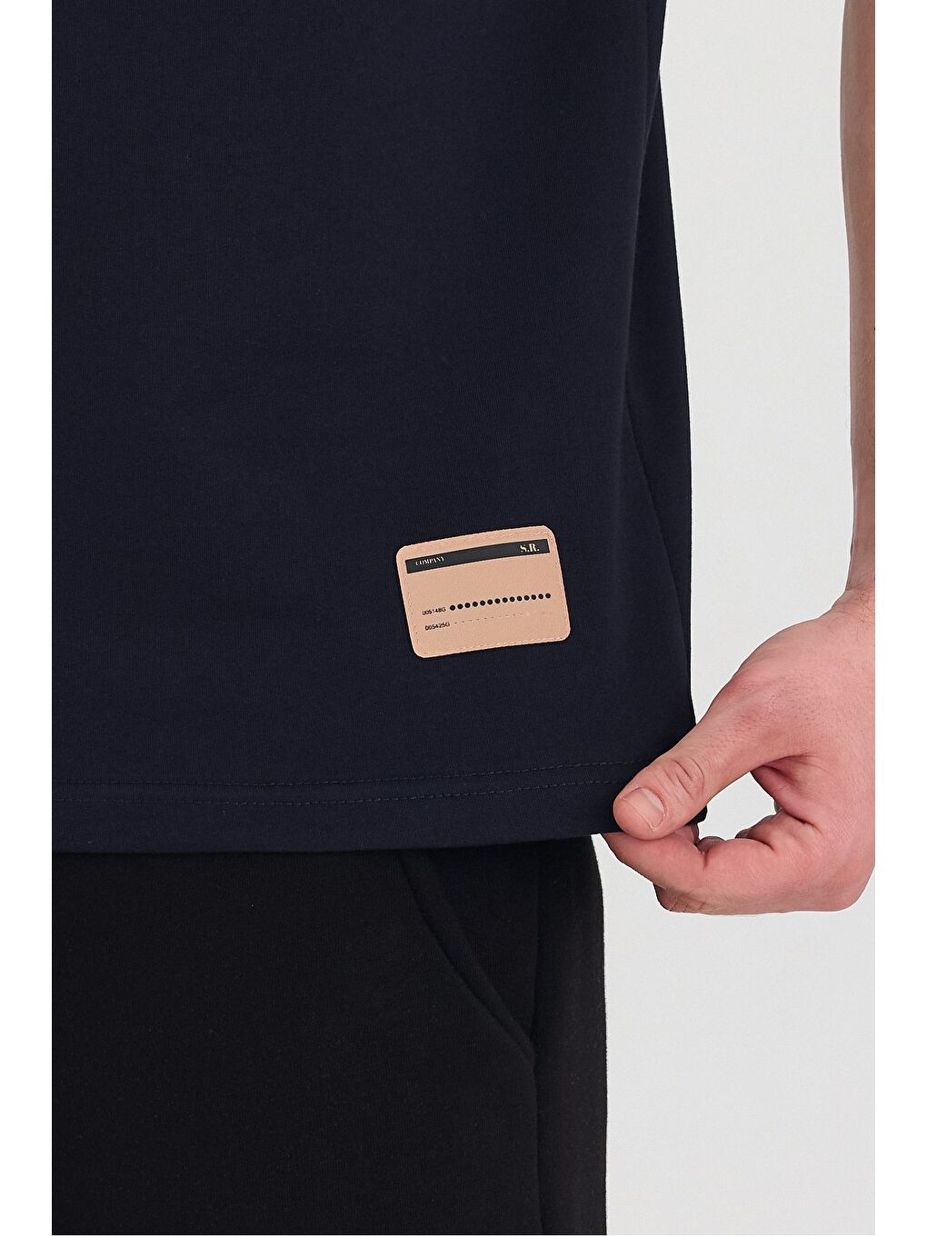 Lacivert Kapüşonlu Sıfır Kol Oversize Salaş Unisex Tişört-7