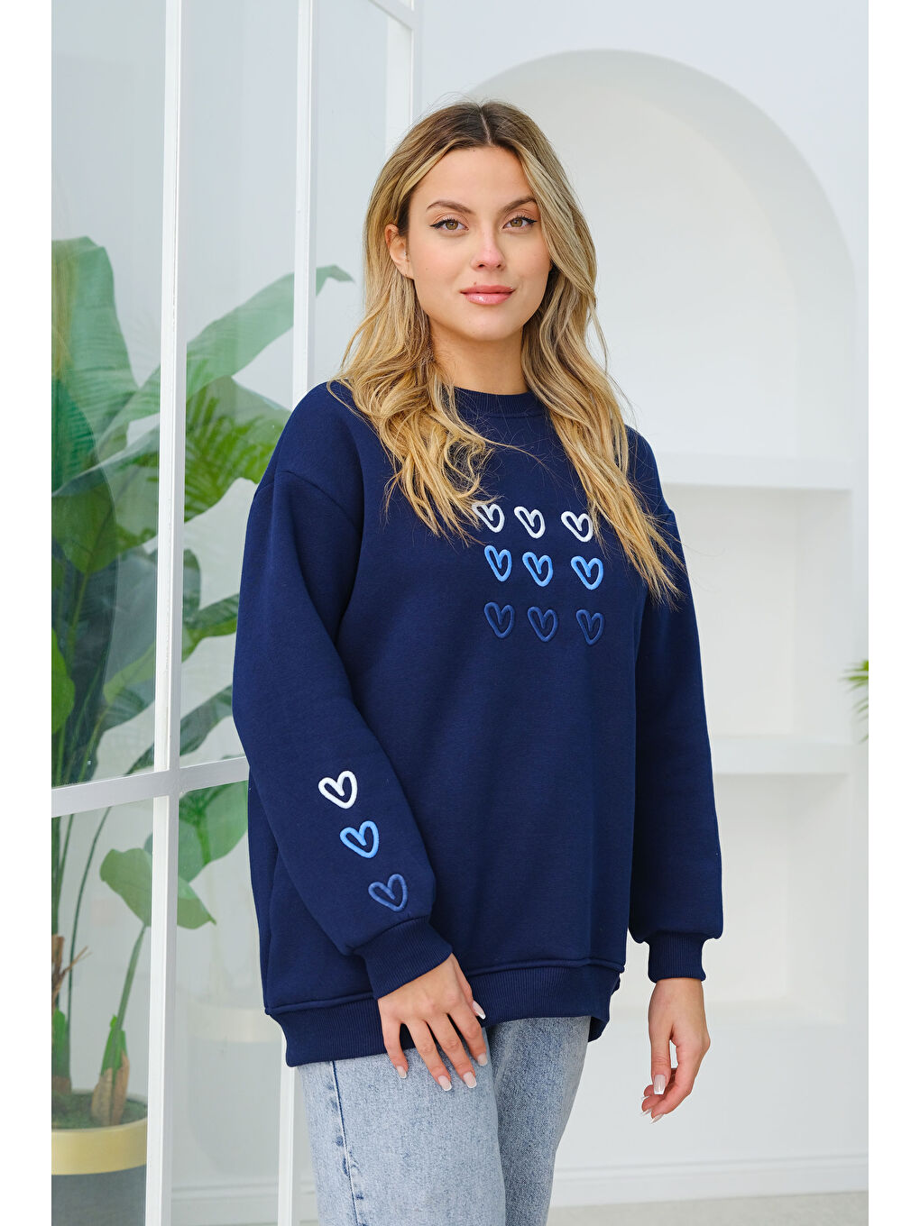 Locco Moda Kalp Nakışlı Sweat Lacivert - 3