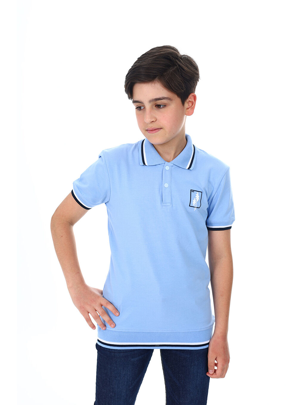 Mavi Erkek Çocuk Baskılı Tişört-1