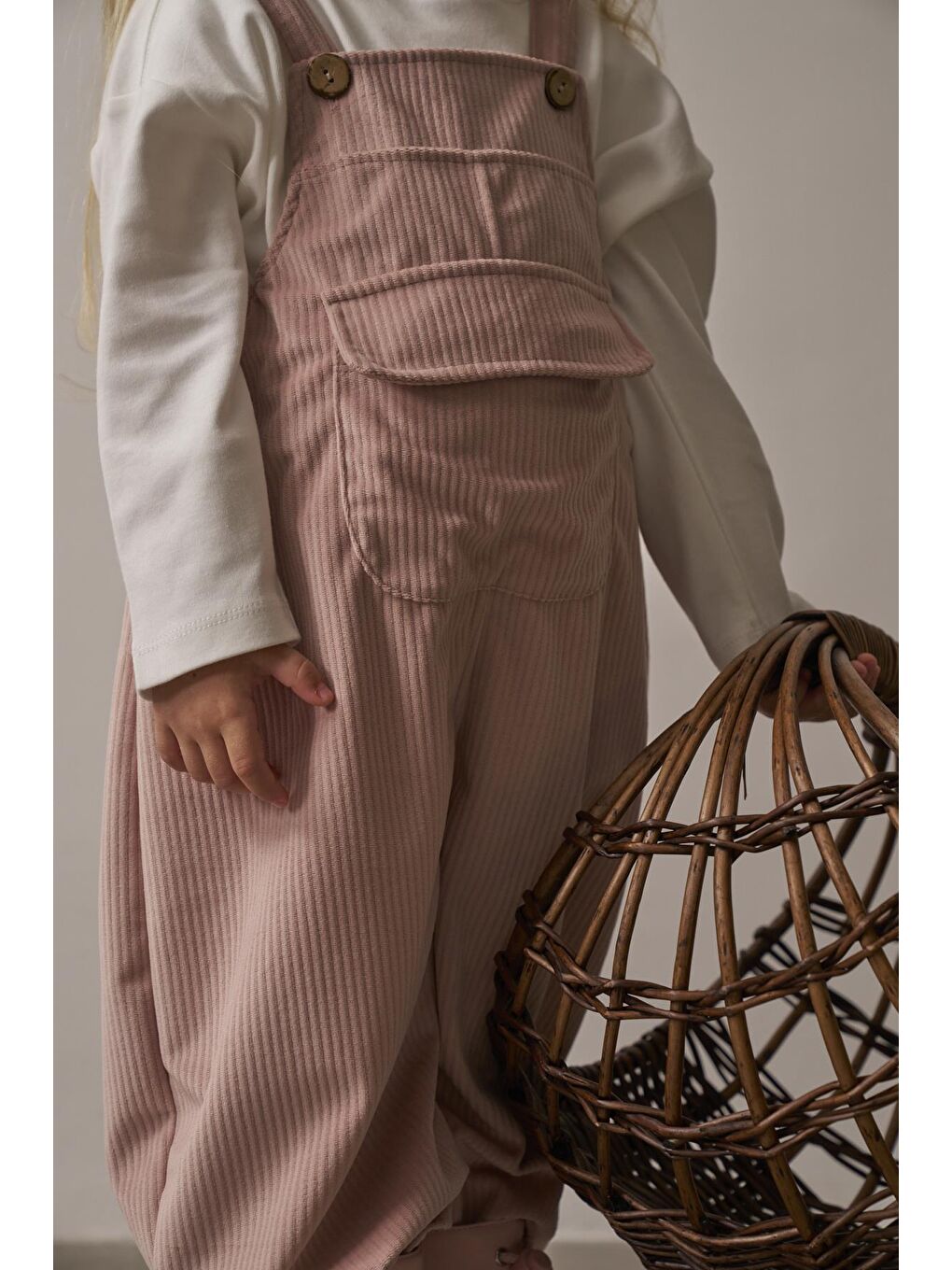 Pembe Pudra Childhood Velvet Çocuk Salopet Tulum-9