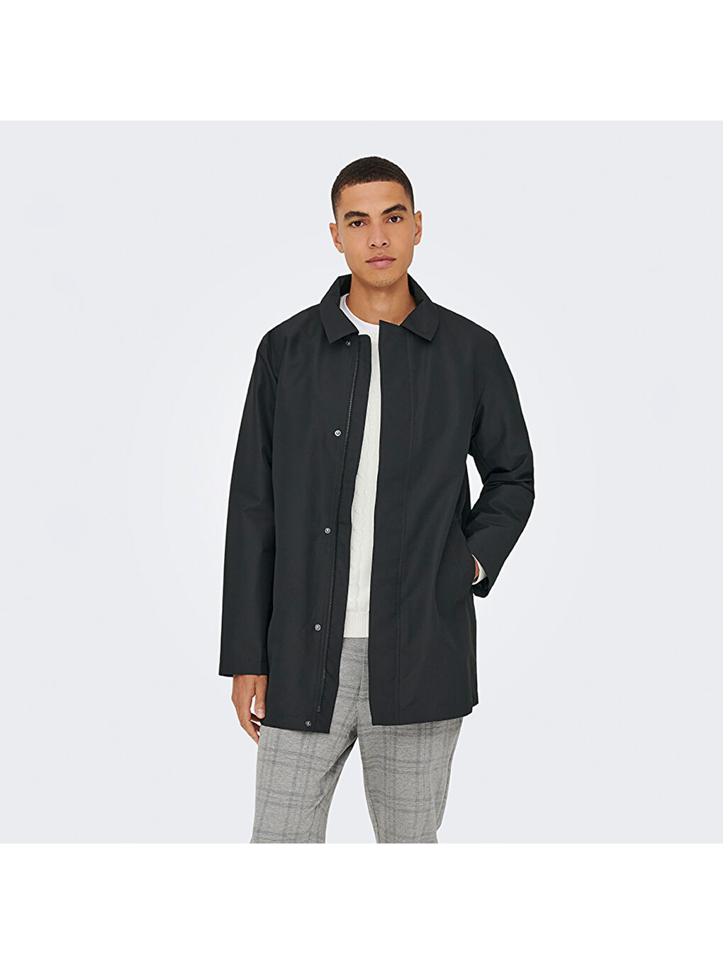 Hall Coat Erkek Siyah Klasik Yaka Mont