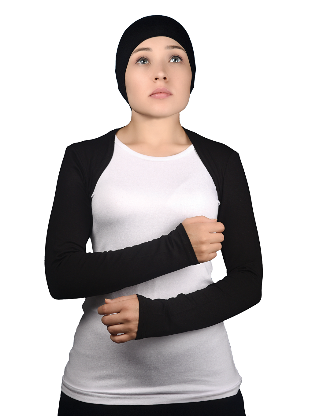 Siyah Uzun Kollu Tesettür Bolero-1