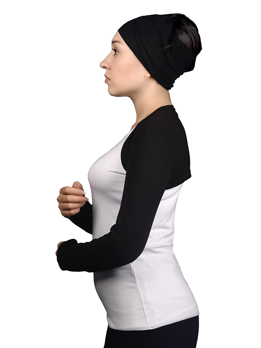 Siyah Uzun Kollu Tesettür Bolero-2