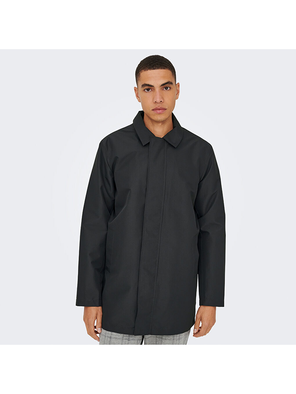 Hall Coat Erkek Siyah Klasik Yaka Mont-1