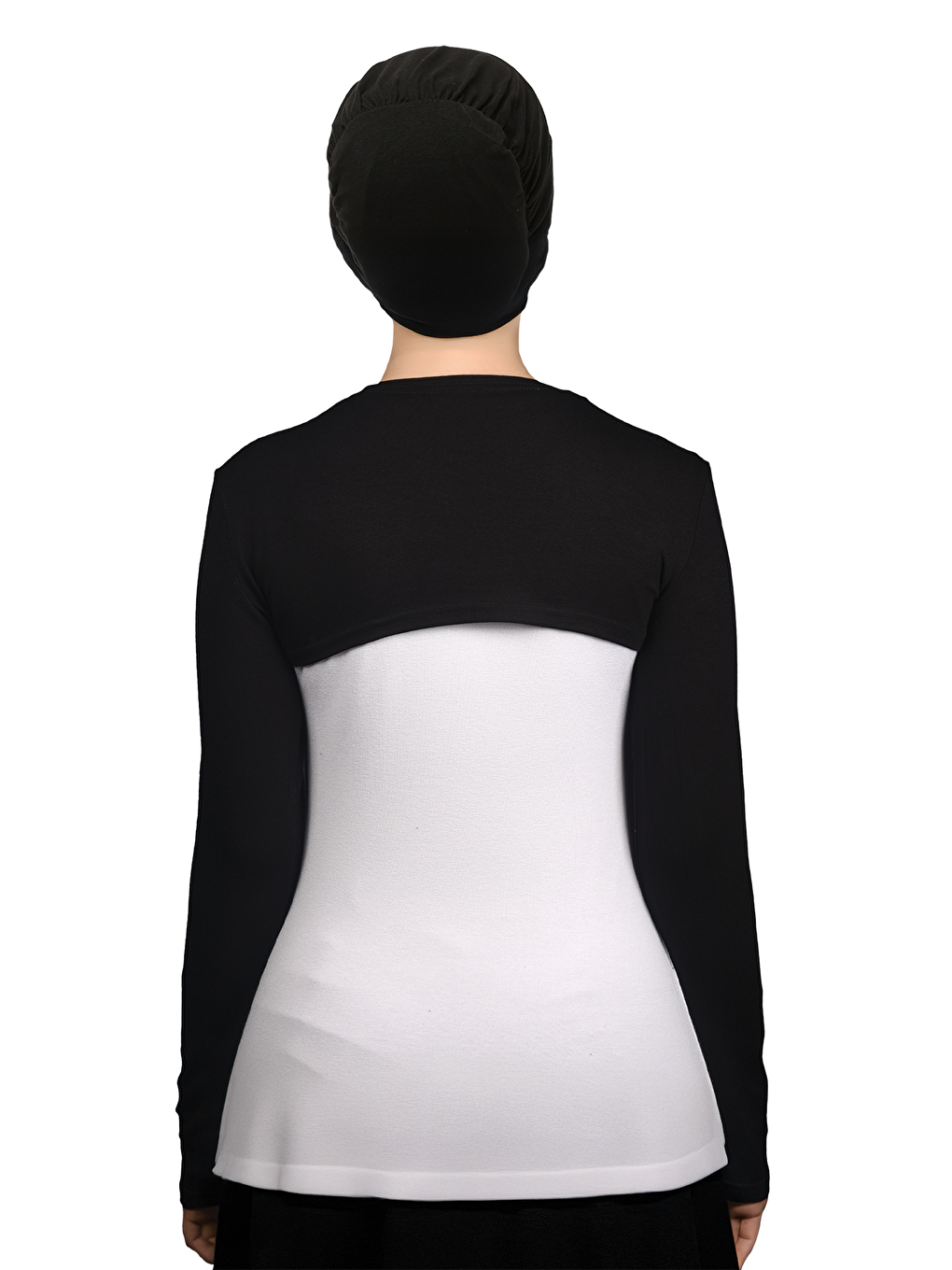 Siyah Uzun Kollu Tesettür Bolero-3