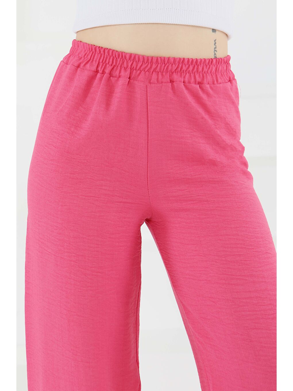Beli Lastikli Salaş Pantolon Fuşya - 27461-2