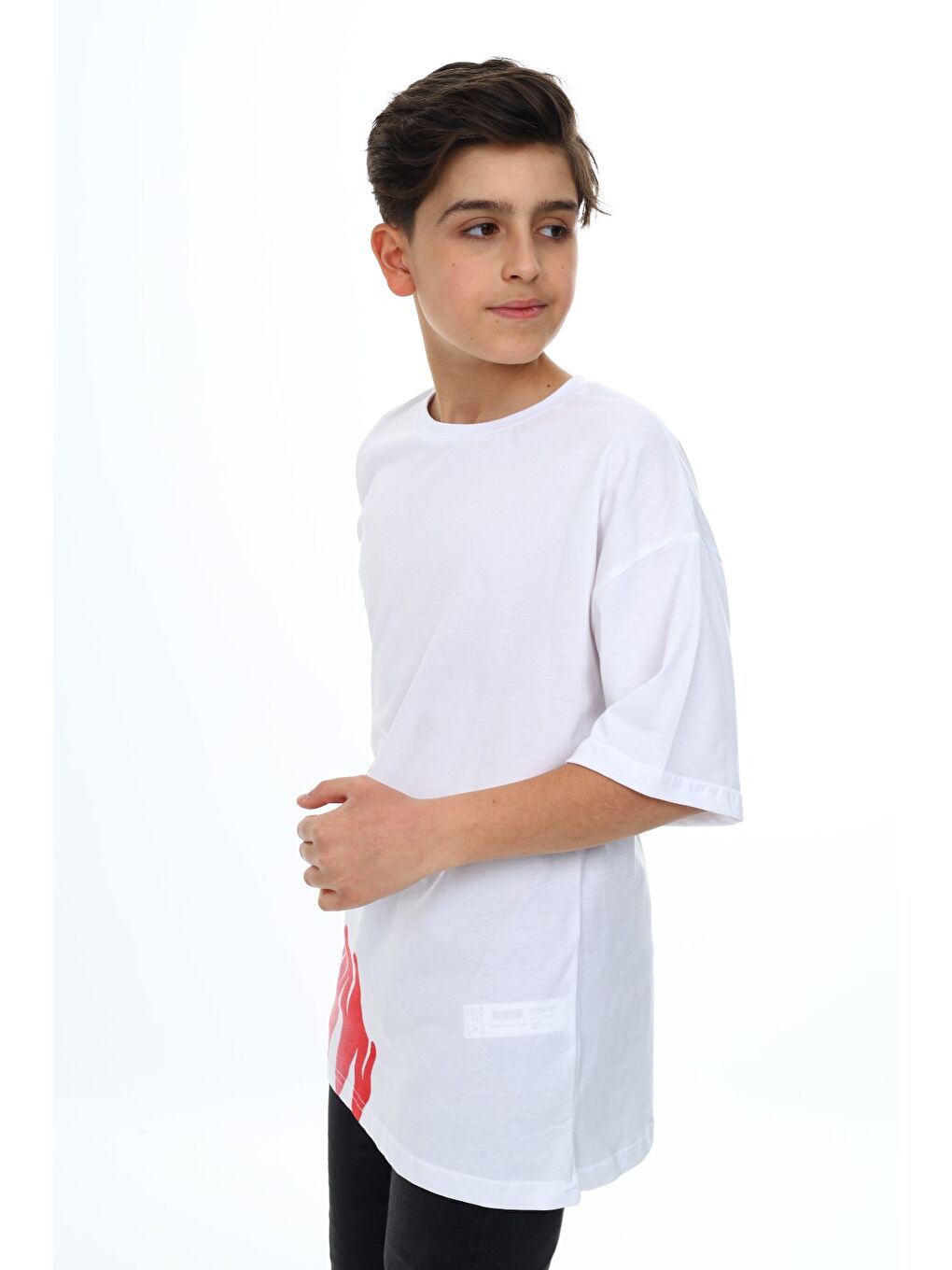 Beyaz Erkek Çocuk Baskılı Tişört-1