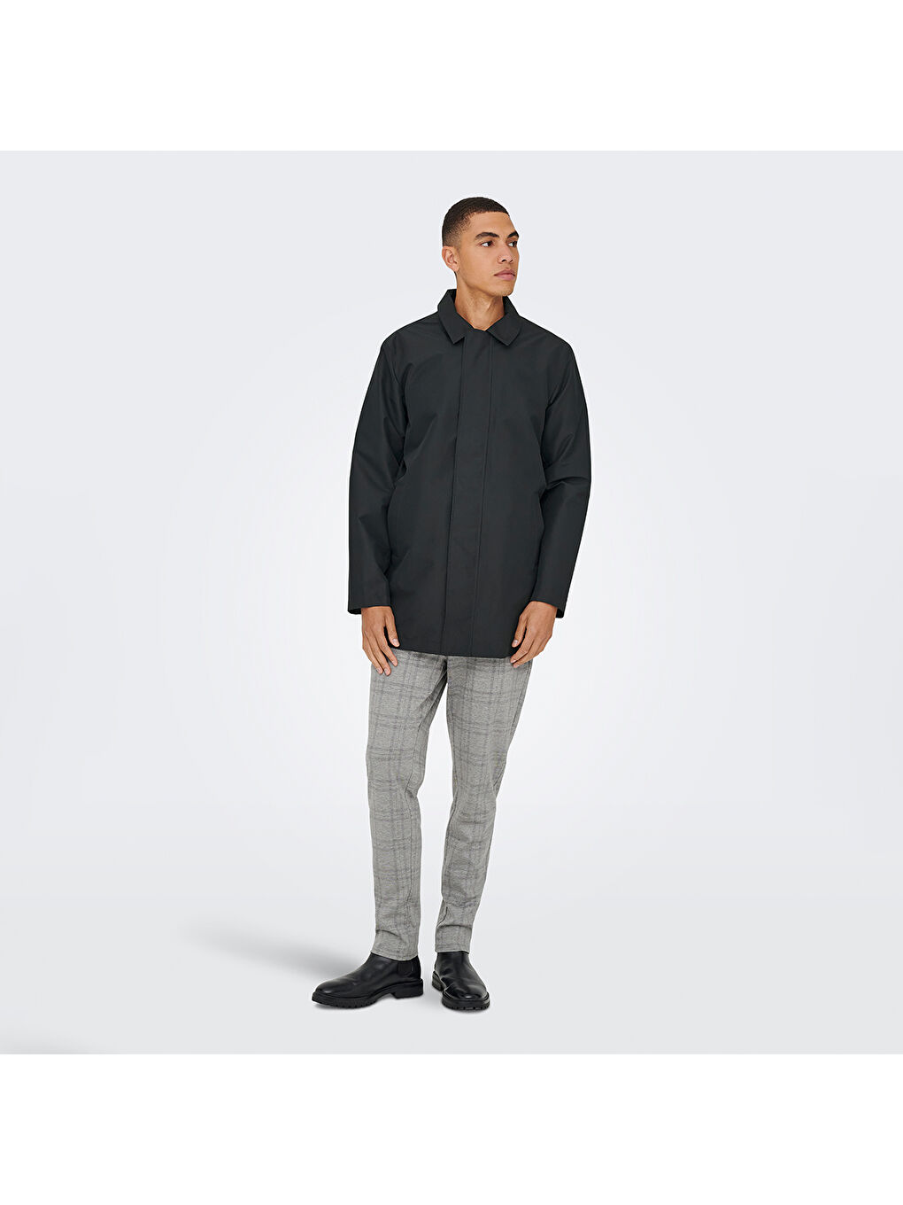 Hall Coat Erkek Siyah Klasik Yaka Mont-2