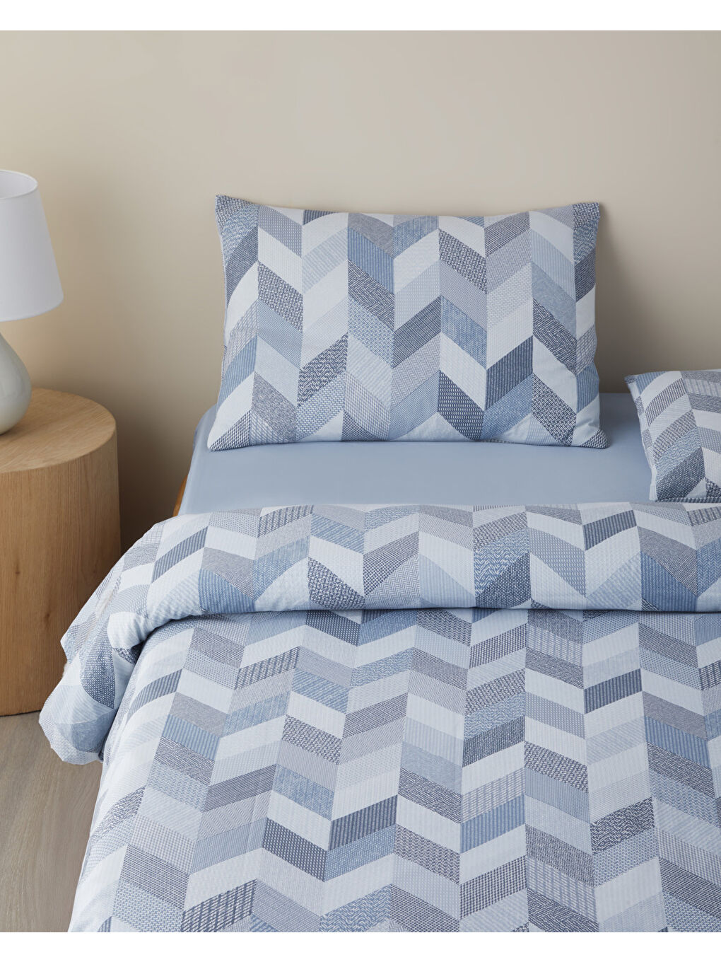 Linescape Kolay Ütülenir Çift Kişilik Nevresim Takımı 200x220 cm Açık Mavi-1