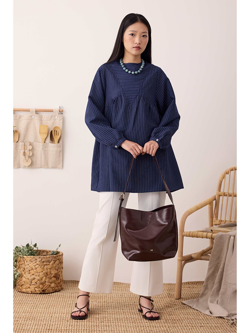 Lacivert V Panama Tunik Gece Mavi-2