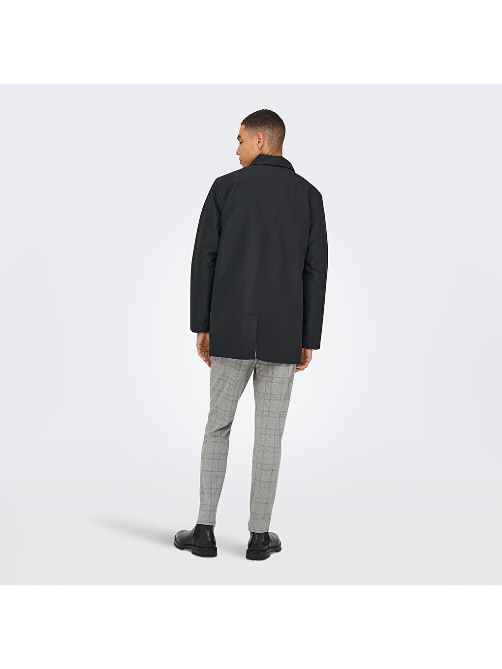 Hall Coat Erkek Siyah Klasik Yaka Mont-3