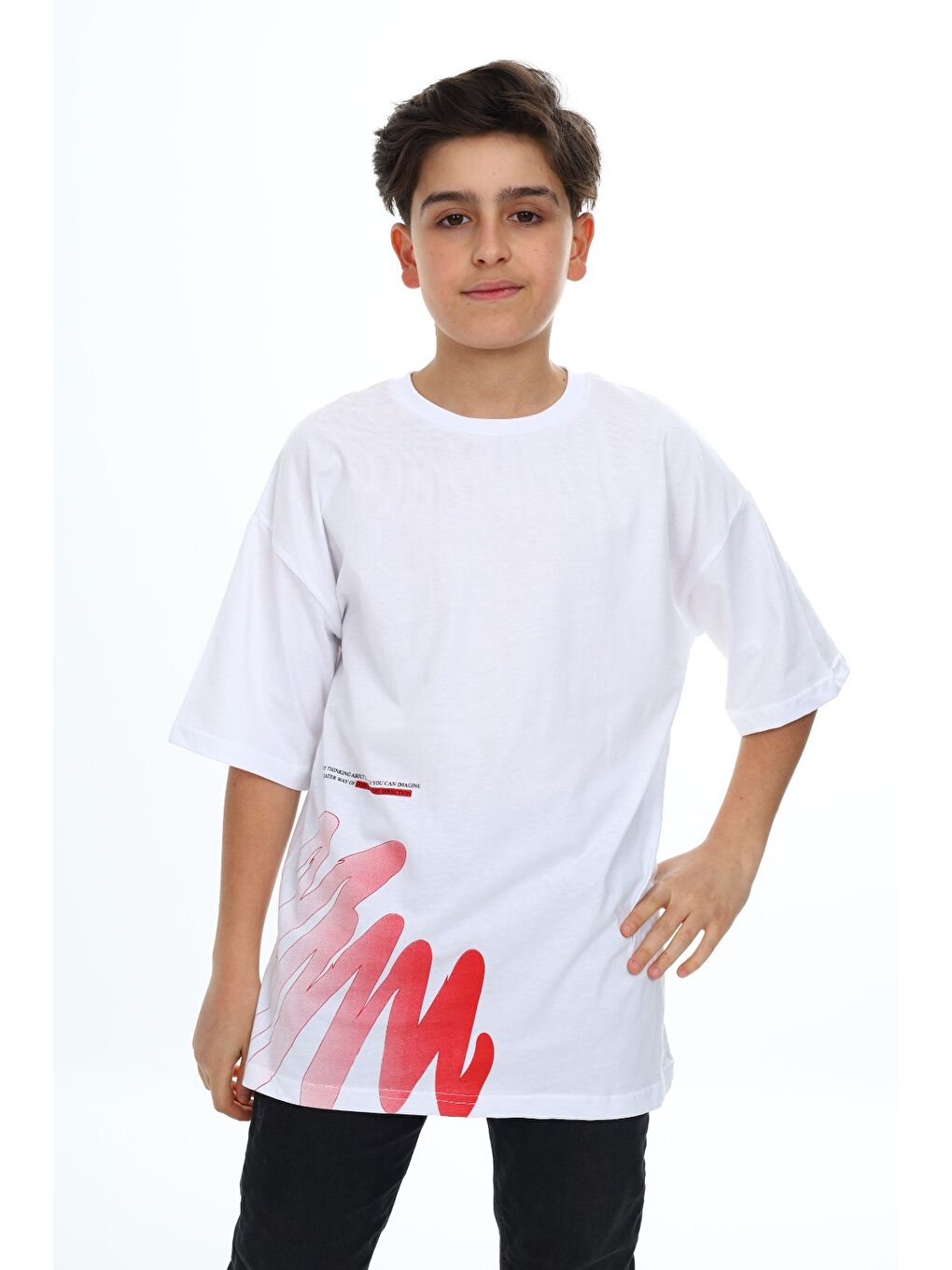 Beyaz Erkek Çocuk Baskılı Tişört-3