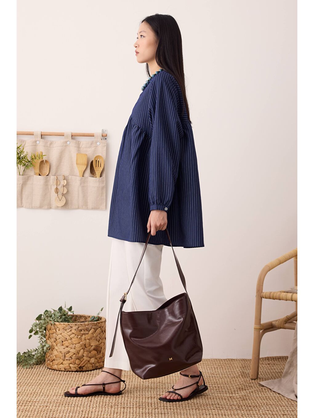 Lacivert V Panama Tunik Gece Mavi-3