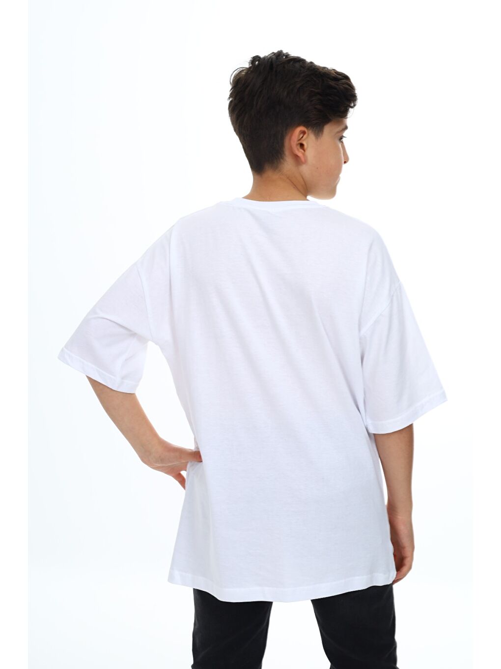 Beyaz Erkek Çocuk Baskılı Tişört-5