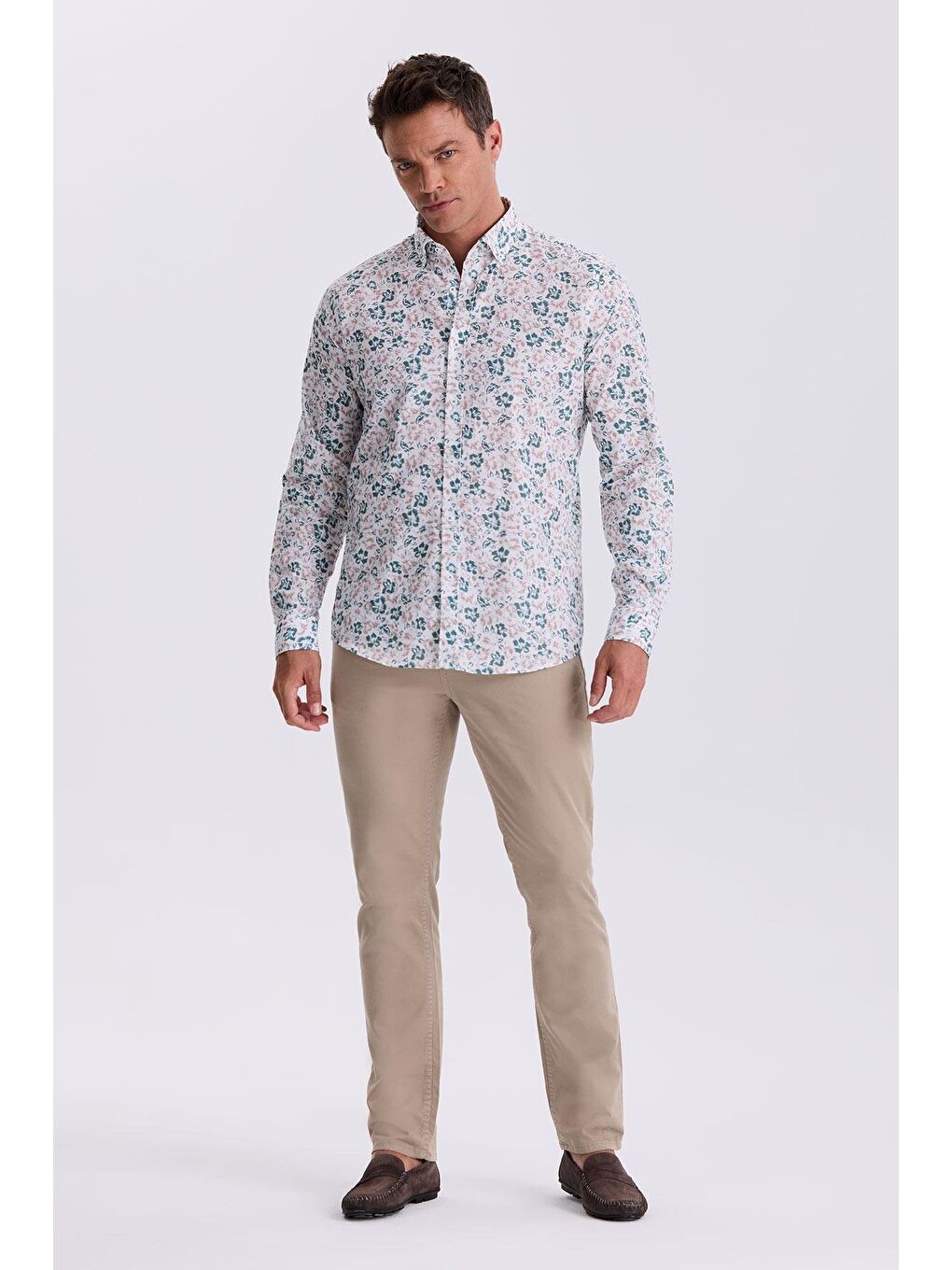 Bej Vizon Comfort Fit Pamuklu Rahat Kesim 5 Cep Pantolon-1