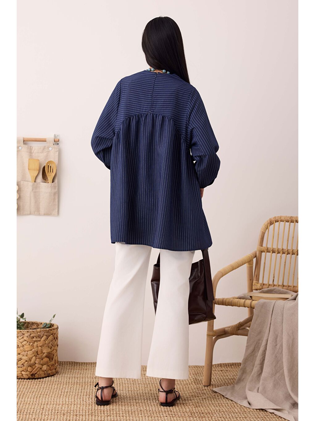 Lacivert V Panama Tunik Gece Mavi-4