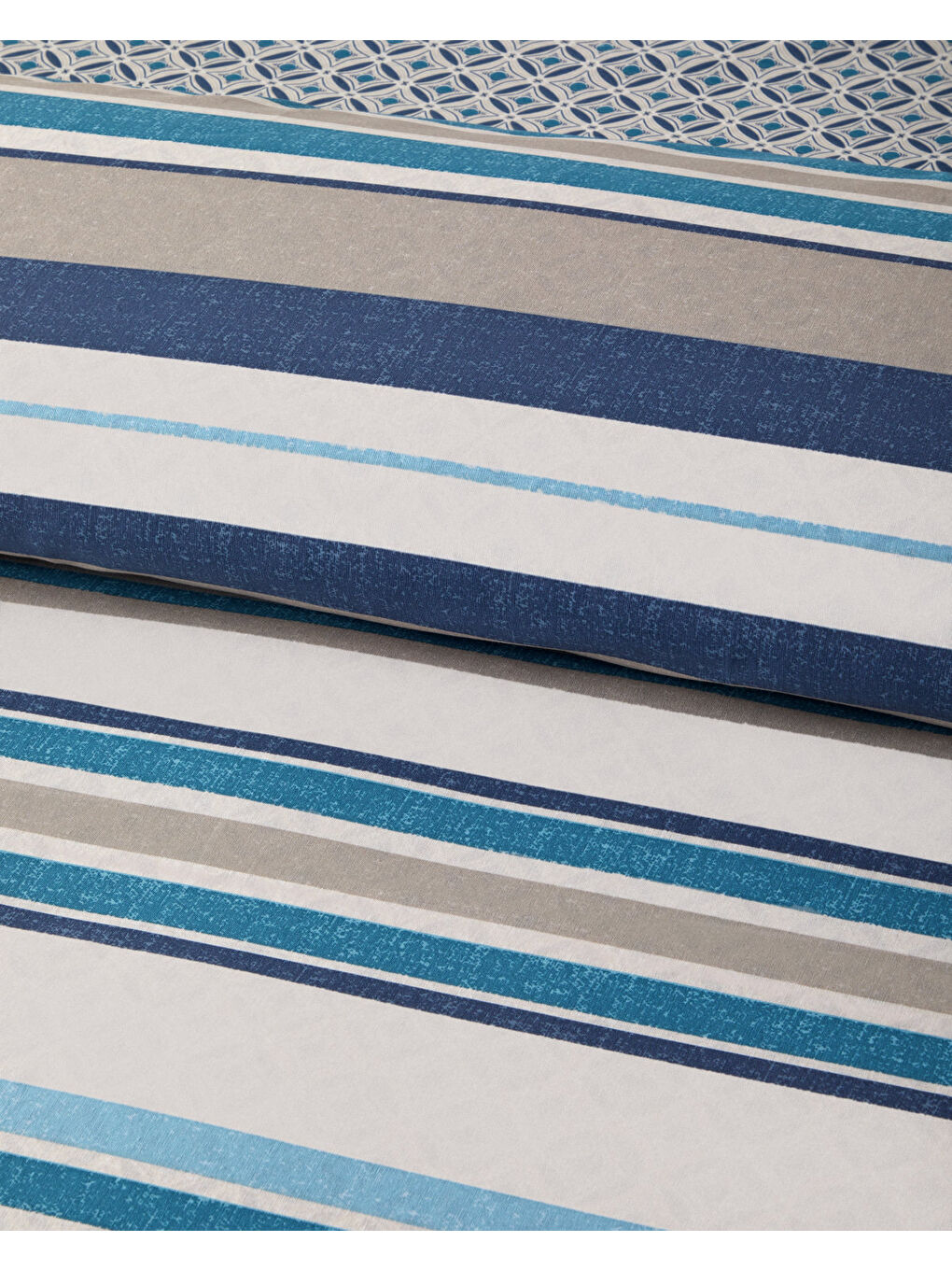 Line Motion Kolay Ütülenir Çift Kişilik Nevresim Takımı 200x220 cm Lacivert - Bej-2