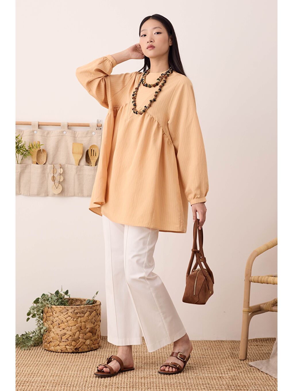 Pembe V Panama Tunik Açık Somon-2