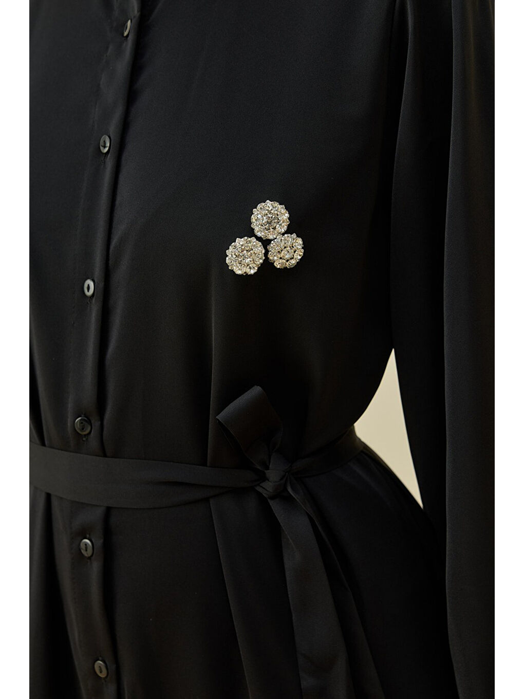 Broşlu Elbise 1669 Siyah-1