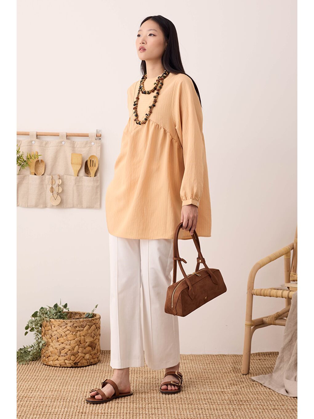 Pembe V Panama Tunik Açık Somon-4