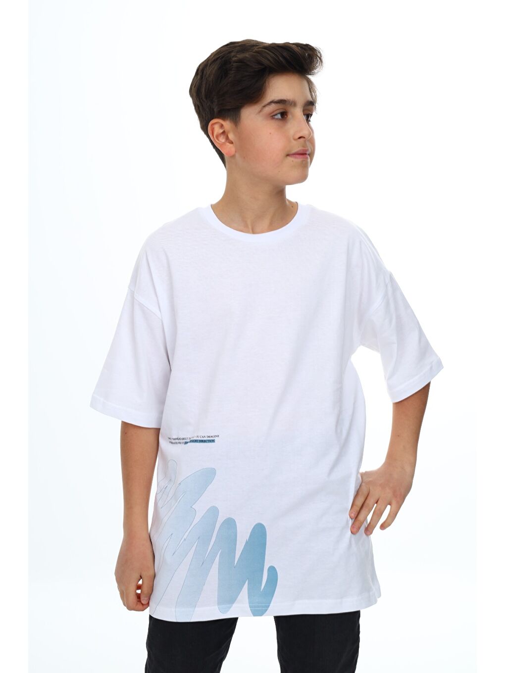 Beyaz Erkek Çocuk Baskılı Tişört