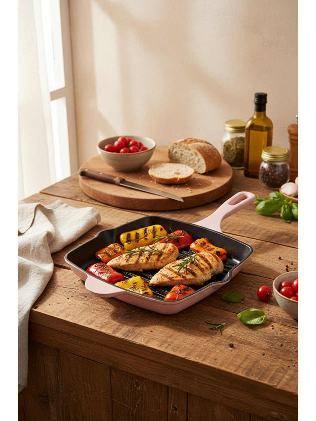 Intensa Döküm Kare Tava Pembe 26cm