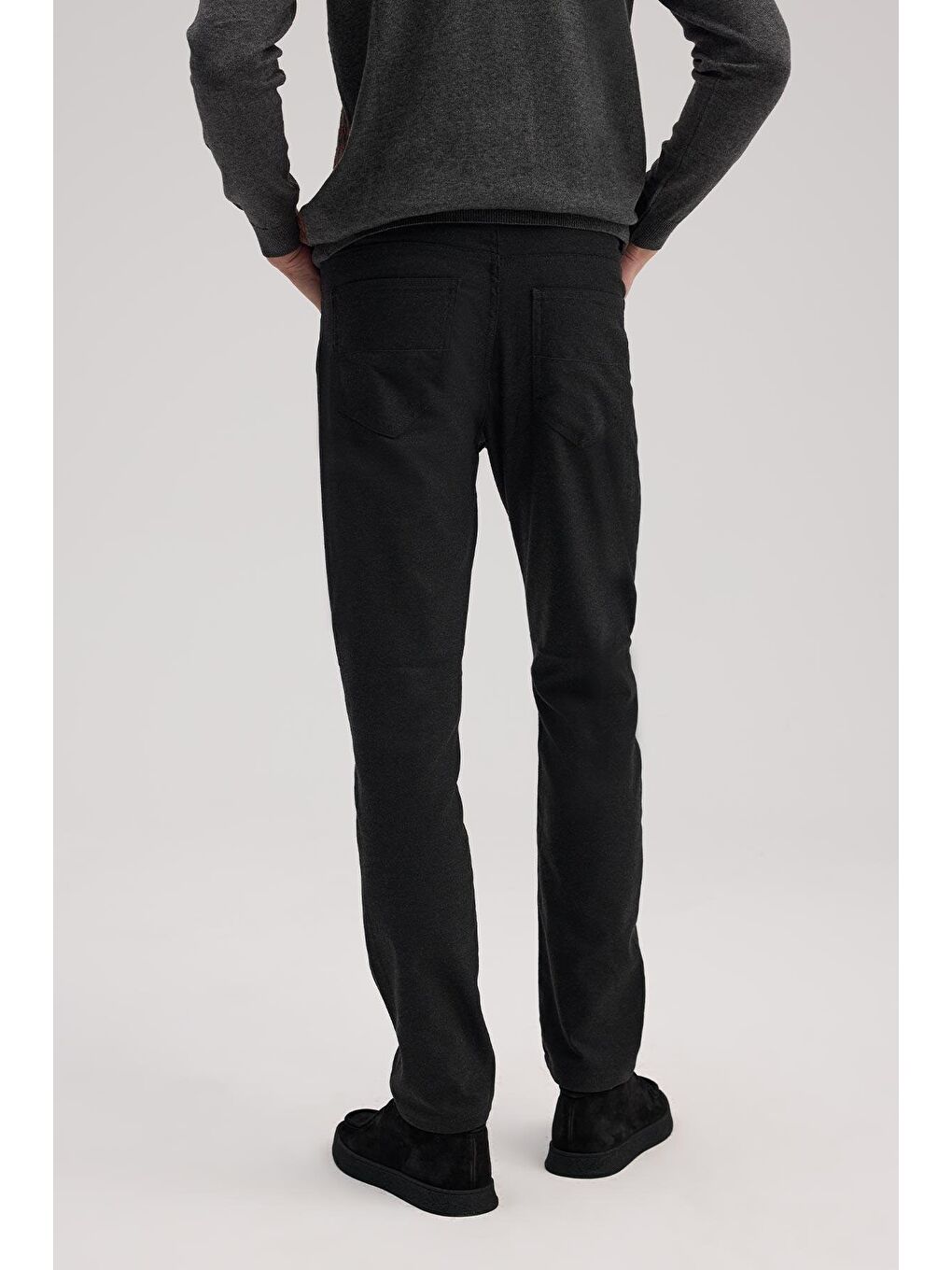 Antrasit Comfort Fit Kanvas Pantolon-3